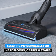 Prolux QX60 Pet Bagged Canister Vacuum power nozzle cleaning.
