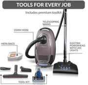 Prolux QX60 Pet Bagged Canister Vacuum with Sealed HEPA Filtration