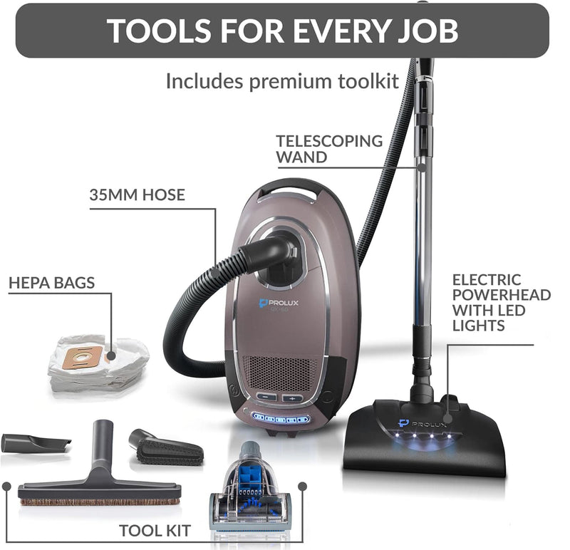 Prolux QX60 Pet Bagged Canister Vacuum with Sealed HEPA Filtration