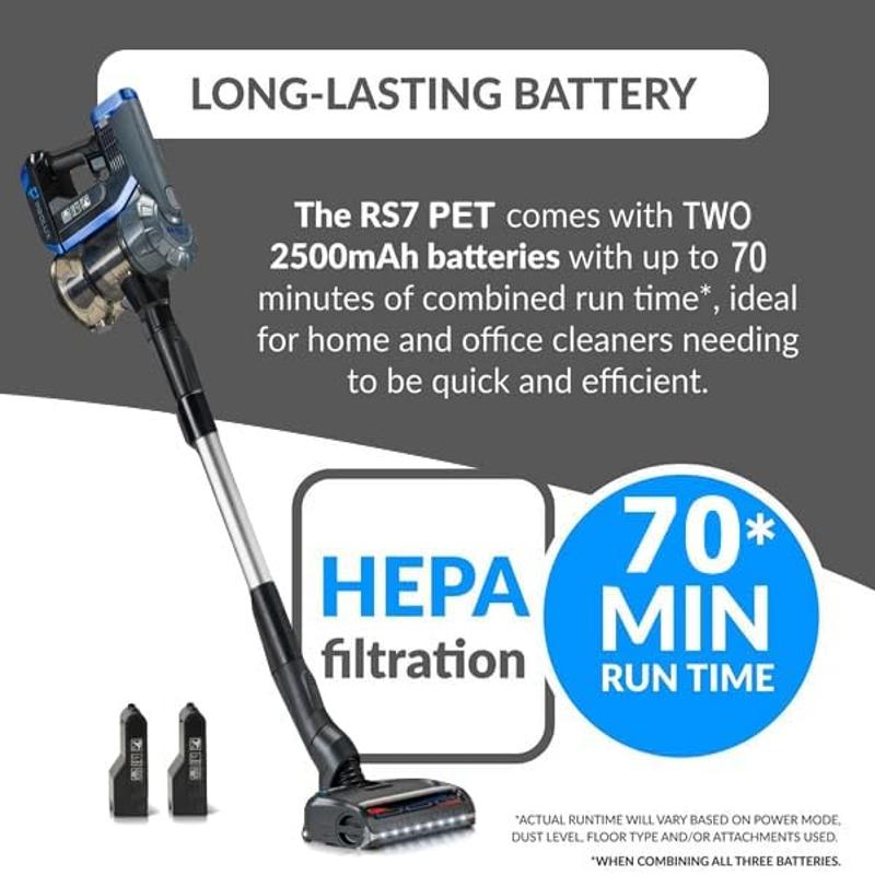 Prolux RS7 PET Cordless Handheld Stick Vacuum long lasting battery info.