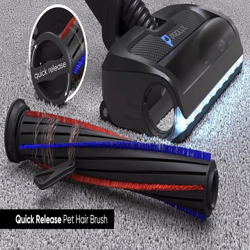 Prolux RS7 PET Cordless Handheld Stick Vacuum quick release pet hair brush.