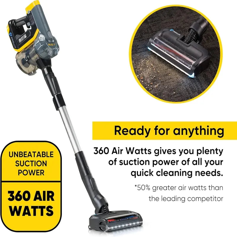 Prolux RS7 PRO powerful suction 360 air watts.