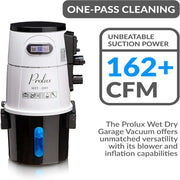 Prolux Wet Dry Garage Vacuum suction power display.