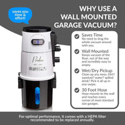 Prolux Wet Dry Garage Vacuum wall mounted benefits.