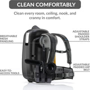 Prolux X8 Pro Commercial Backpack Vacuum comfortable backpack straps.