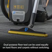 Prolux X8 Pro Commercial Backpack Vacuum dual purpose floor tool closeup.