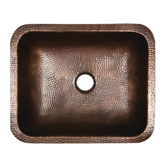 Nantucket Sinks REHC 17" Hammered Copper Rectangle Undermount Bathroom Sink