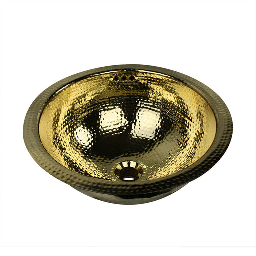 Nantucket Sinks 16.5" Hammered Brass Round Undermount Bathroom Sink w/Overflow - Parent