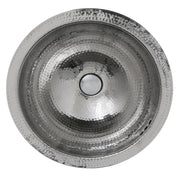 Nantucket Sinks RLS-OF RLS-OF 16.875" Hand Hammered Stainless Steel Round Undermount Bathroom Sink With Overflow (image 3)