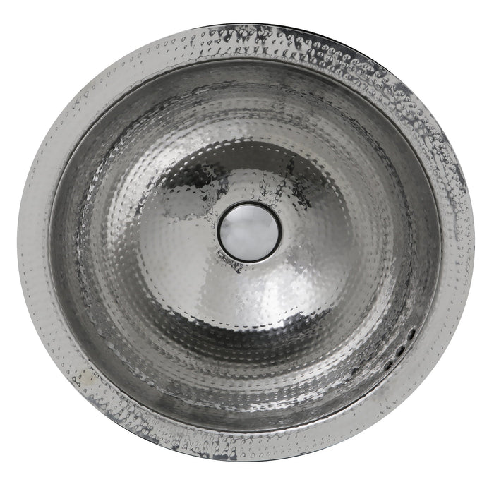 Nantucket Sinks RLS-OF RLS-OF 16.875" Hand Hammered Stainless Steel Round Undermount Bathroom Sink With Overflow