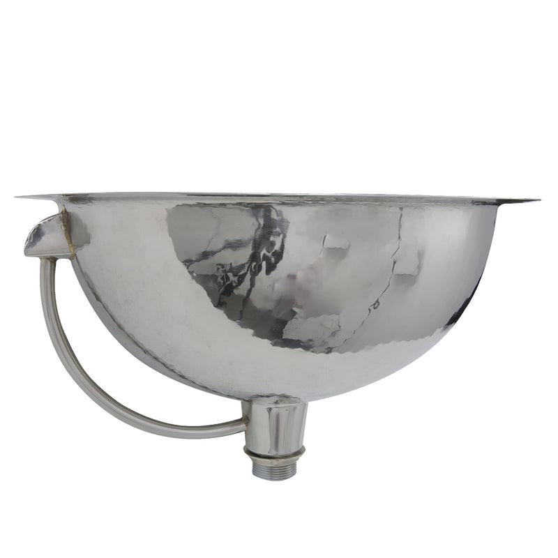 Nantucket Sinks RLS-OF RLS-OF 16.875" Hand Hammered Stainless Steel Round Undermount Bathroom Sink With Overflow (image 5)