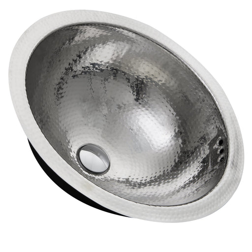 Nantucket Sinks RLS-OF RLS-OF 16.875 Inch Hand Hammered Stainless Steel Round Undermount Bathroom Sink With Overflow
