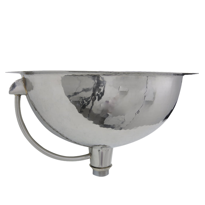 Nantucket Sinks RLS-OF RLS-OF 16.875" Hand Hammered Stainless Steel Round Undermount Bathroom Sink With Overflow