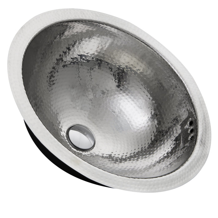 Nantucket Sinks RLS-OF RLS-OF 16.875 Inch Hand Hammered Stainless Steel Round Undermount Bathroom Sink With Overflow