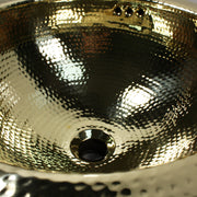 Nantucket Sinks 13" Hand Hammered Brass Round Undermount Bathroom Sink w/Overflow (image 3)