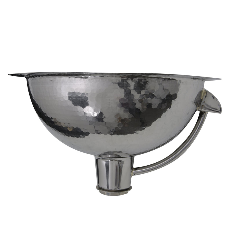 Nantucket Sinks ROS-OF ROS-OF 13" Hand Hammered Stailess Steel Round Undermount Bathroom Sink With Overflow (image 2)