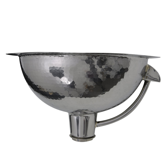 Nantucket Sinks ROS-OF ROS-OF 13" Hand Hammered Stailess Steel Round Undermount Bathroom Sink With Overflow