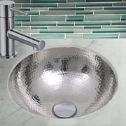 Nantucket Sinks ROS-OF ROS-OF 13" Hand Hammered Stailess Steel Round Undermount Bathroom Sink With Overflow (image 4)