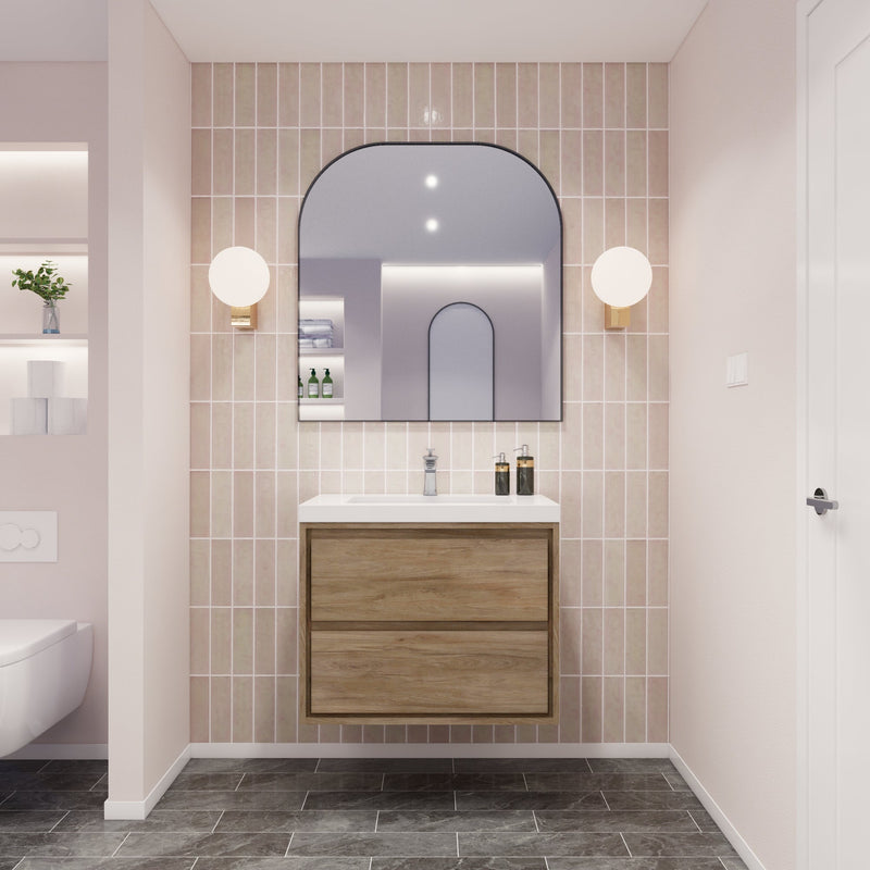 Saggia 30" Floating Vanity with Sink Set in White Oak