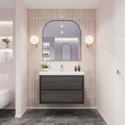 Saggia 36" Floating Vanity with Sink Set in Dark Gray Oak
