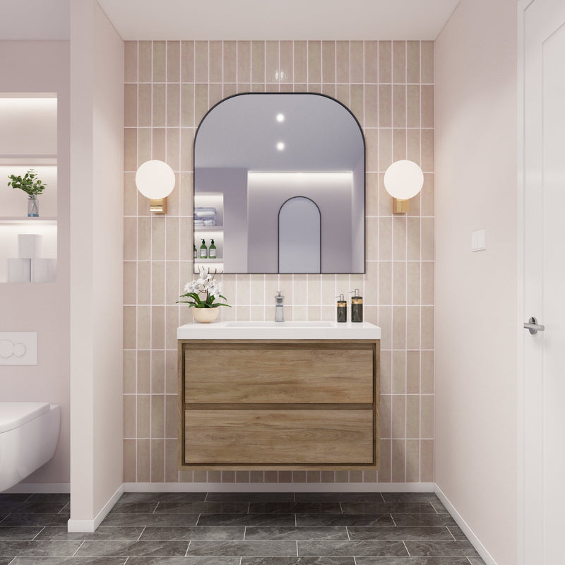 Saggia 36" Floating Vanity with Sink Set in White Oak