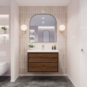 Saggia 36" Floating Vanity with Sink Set in Rosewood