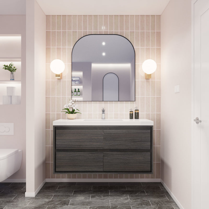 Saggia 48" Floating Vanity with Sink Set in Dark Gray Oak