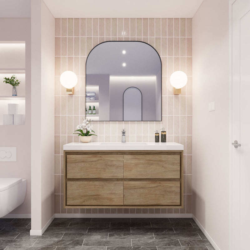 Saggia 48" Floating Vanity with Sink Set in White Oak