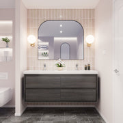Saggia 60" Floating Vanity with Double Sink Set in Dark Gray Oak