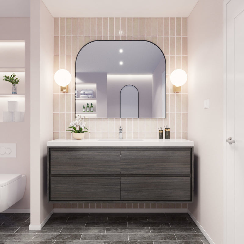 Saggia 60" Floating Vanity with Sink Set in Dark Gray Oak