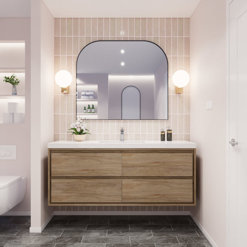 Saggia 60" Floating Vanity with Sink Set in White Oak