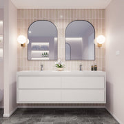 Saggia 72" Floating Vanity with Double Sink Set in Gloss White
