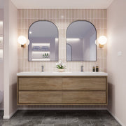 Saggia 72" Floating Vanity with Double Sink Set in White Oak