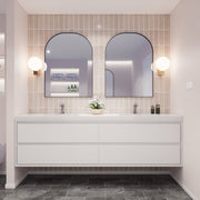 Saggia 84" Floating Vanity with Double Sink Set in Gloss White