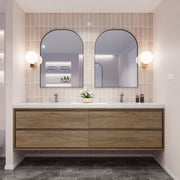 Saggia 84" Floating Vanity with Double Sink Set in White Oak