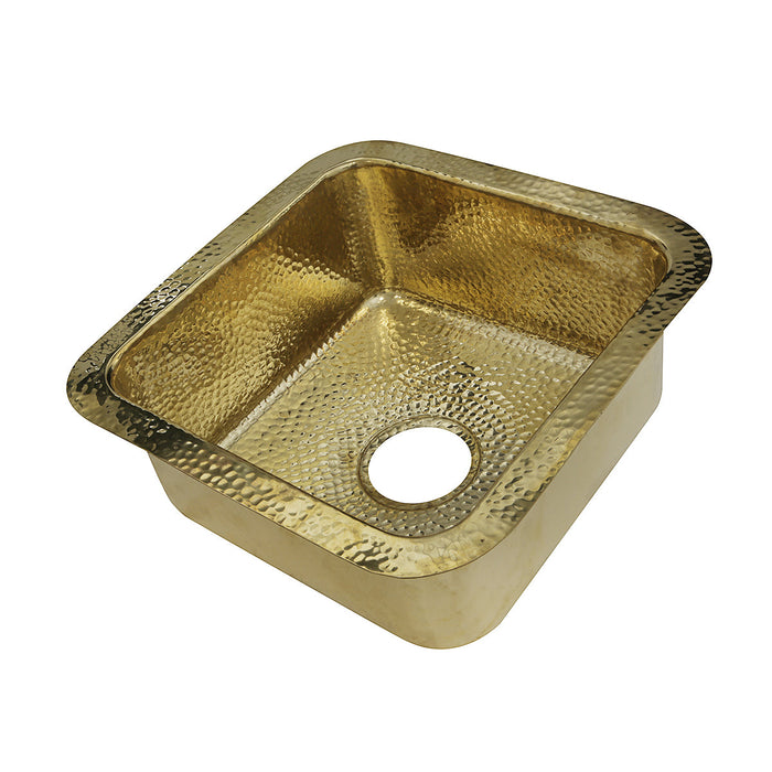 Nantucket Sinks SQRB-7 16.625" Hammered Brass Square Undermount Bar Sink