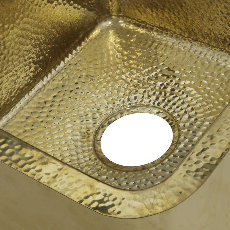 Nantucket Sinks SQRB-7 16.625" Hammered Brass Square Undermount Bar Sink (image 3)