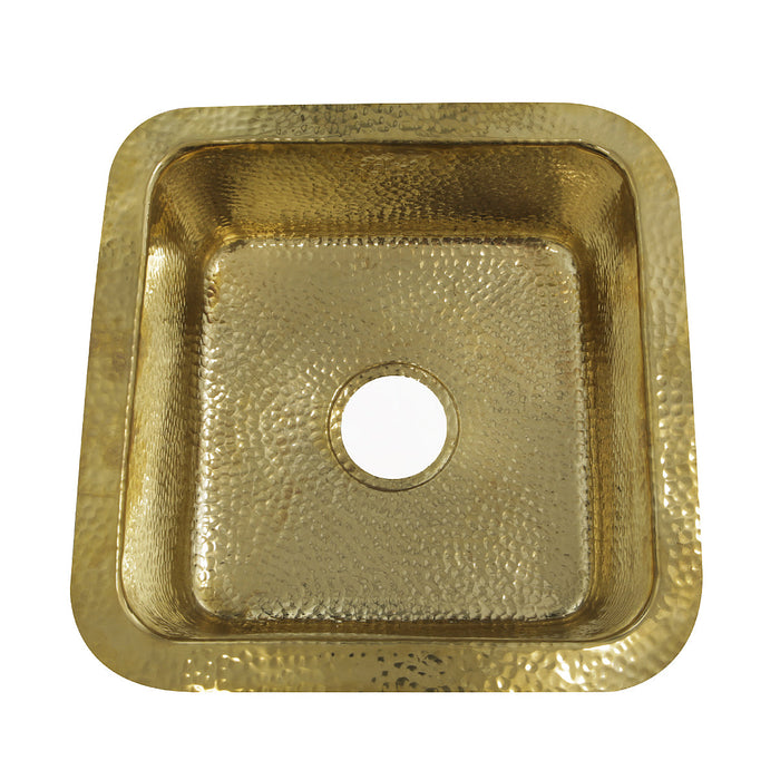 Nantucket Sinks SQRB-7 16.625" Hammered Brass Square Undermount Bar Sink