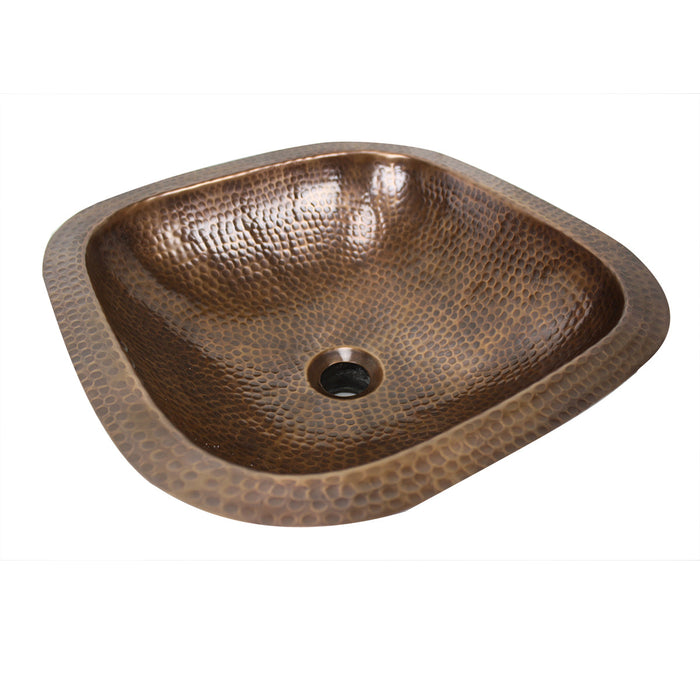 Nantucket Sinks 16.25" Hand Hammered Square Undermount Bathroom Sink w/Overflow - Parent