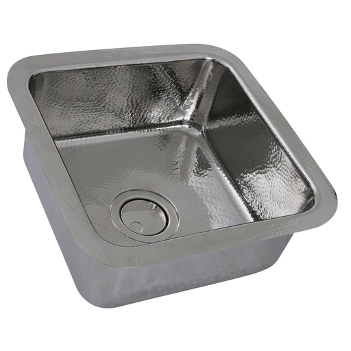 Nantucket Sinks SQRS-7 SQRS-7 16.5 Inch Square Hammered Stainless Undermount Bar Sink