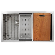 Nantucket Sinks SR-PS-3219-OS-16 Offset Double Bowl Prep Station Small Radius Undermount Stainless Sink with Accessories (image 3)