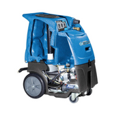 Sandia Sniper 1200 PSI 12 Gallon Hard Surface Extractor angled side view of blue carpet extractor showing interior components.