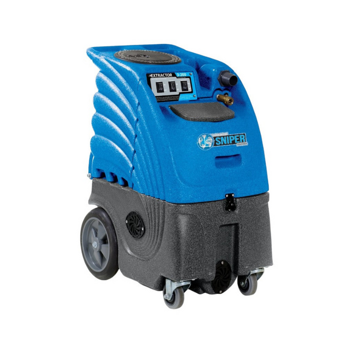 Sandia Sniper 6 Gallon Single 3 Stage Carpet Extractor 100 PSI Pump with Optional Heat 86 R3100 front angle showing wheels and control panel.