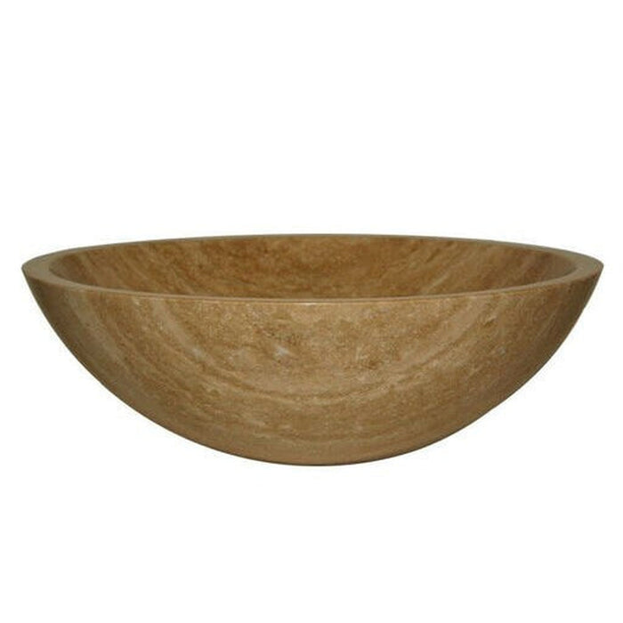 Wooden bowl with smooth, curved sides in a warm tan color with natural wood grain texture and round, wide shape.