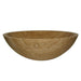 Wooden bowl with smooth, curved sides in a warm tan color with natural wood grain texture and round, wide shape.