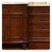 Rich mahogany wooden dresser with ornate cabinet and four drawers, featuring decorative handles and carved wood details.