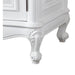White ornate cabinet leg with curved cabriole design and decorative carved details, showing elegant Rococo-style craftsmanship.