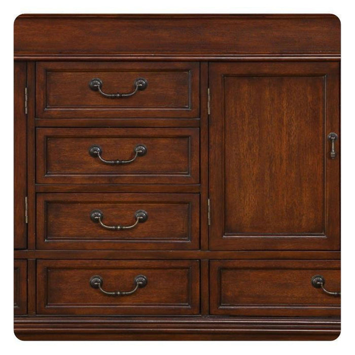 Silkroad Exclusive 72" Double Sink Red Chestnut Bathroom Vanity With Baltic Brown Granite Countertop and Ivory Ceramic Undermount Sink