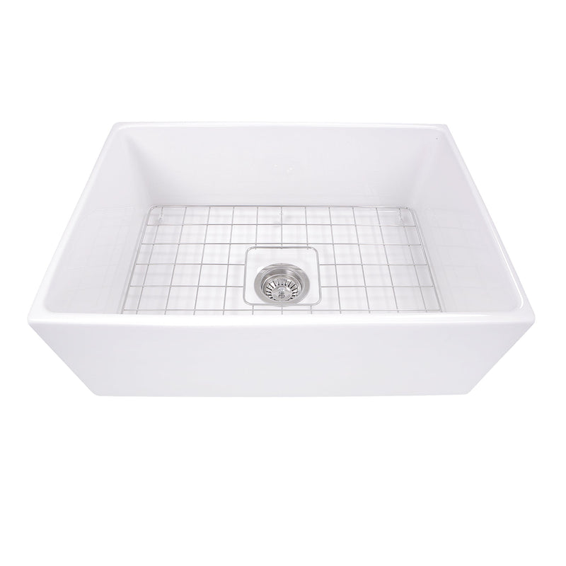 Nantucket Sinks T-FCFS27 27" Farmhouse Fireclay Sink with Drain and Grid (image 2)