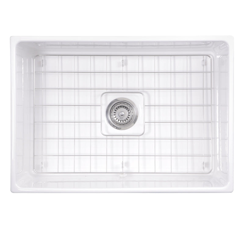 Nantucket Sinks T-FCFS27 27" Farmhouse Fireclay Sink with Drain and Grid (image 3)